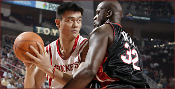 Two of the game's titans - Yao Ming of the Rockets and Miami's Shaquille O'Neal - face challenging first round tests in the 2005 NBA Playoffs